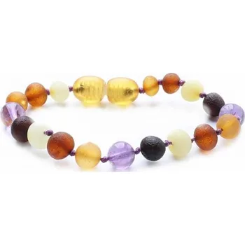Náramek Baltský jantar Jantarový náramek pro děti proti bolesti multicolor s ametystem