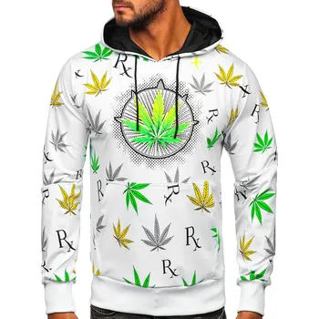 Pánská mikina Bílá pánská mikina s kapucí a potiskem Bolf HM612 - XL