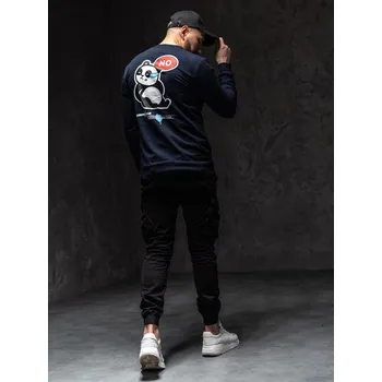 Pánská mikina Tmavě modrá pánská mikina bez kapuce s potiskem Bolf 8744A1 - 2XL