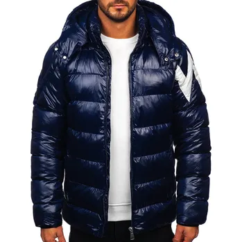 Pánský kabát Tmavě modrá pánská prošívaná zimní bunda Bolf 9981 - S