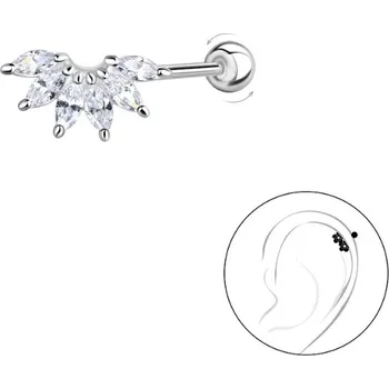 Piercing Stříbrný piercing LEAFS 0.8 x 8 mm Ag 925/1000