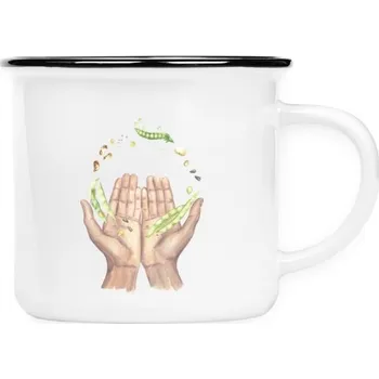 Keramikáček s potiskem Ruce se semínky na keramice