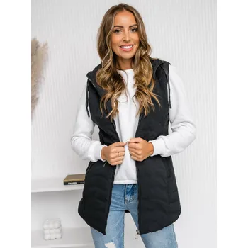 Černá dámská dlouhá prošívaná vesta s kapucí Bolf 7633 - XL