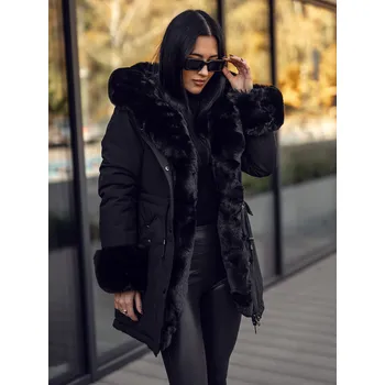 Dámská bunda Černá dámská zimní bunda parka s kapucí Bolf 11Z8085A3 - L