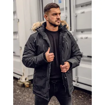 Pánská parka Černá pánská zimní bunda parka alaska Bolf WX032A - M
