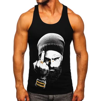 Pánské tílko Černé pánské tílko s potiskem tank top Bolf 14842 - L