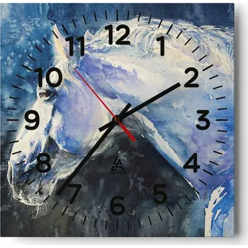 Hodiny Kuchyňské nástěnné hodiny 30x30 Kůň Skleněné hodiny do obýváku Moderní Tiché