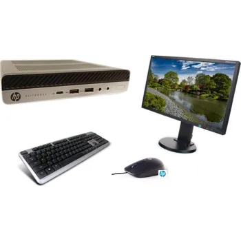 Stolní počítač Počítačová sestava HP EliteDesk 705 G5 Mini NVMe 256GB RAM 8GB + NEC E243WMi