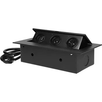 Elektrická zásuvka Nábytková zásuvka 3x2P+ Z černá s kabelem 1,5 m OR-GM-9037/B