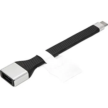 Datový kabel ROLINE USB 10Gbps (3.2 gen 2) kabel, USB C(M) - USB3.0 A(F), OTG, silikonový, 11cm, černý - 11.02.9016