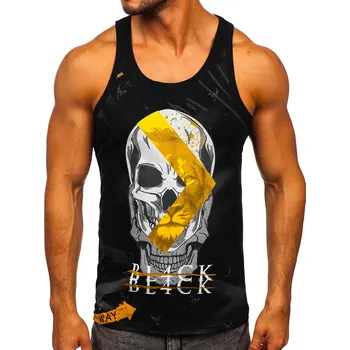 Pánská móda Černé pánské tílko s potiskem tank top Bolf 14847 - XL