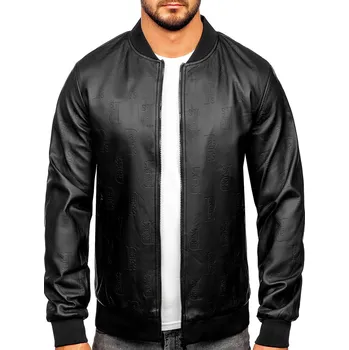 Černý pánský koženkový bomber Bolf 3A66 - 2XL