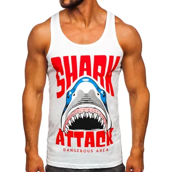 Pánské oblečení Bílé pánské tílko s potiskem tank top Bolf 143028 - 2XL