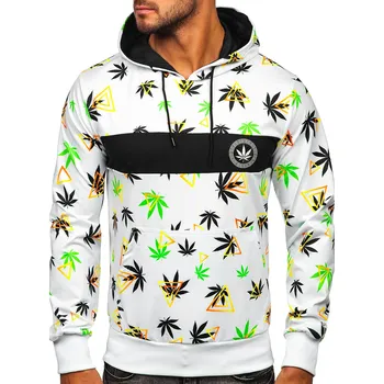 Pánská mikina Bílá pánská mikina s kapucí a potiskem Bolf HM631 - M