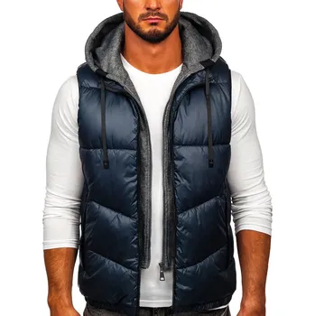 Pánská vesta Tmavě modrá pánská vesta s kapucí Bolf 2908 - L