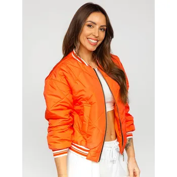 Dámská bunda Oranžová dámská přechodová prošívaná bunda bomber Bolf 82556 - M