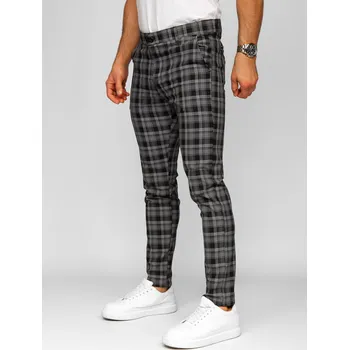 Černé pánské kostkované textilní společenské kalhoty Denley 184175 - 30/S