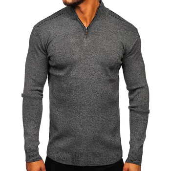 Pánské oblečení Grafitový pánský svetr s vysokým límcem Bolf S8279 - 2XL