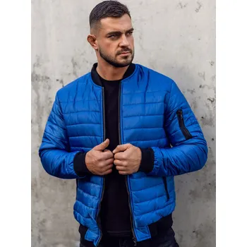Pánská móda Modrý pánský prošívaný přechodový bomber Bolf MY-02 - L