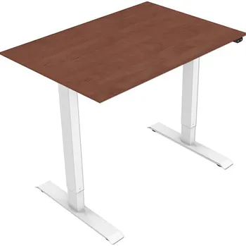 Psací stůl Pracovní stůl ULTRADESK bílý / třešeň, 140x75 cm, 71-121 cm, elektricky nastavitelná výška