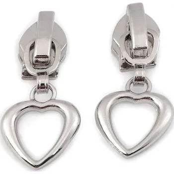 Zip Jezdec ke spirálovým zipům No 5 srdce, hvězda, květ, barva 1 nikl srdce