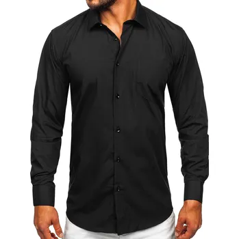 Pánská košile Černá pánská elegantní košile s dlouhým rukávem Bolf M14 - 2XL