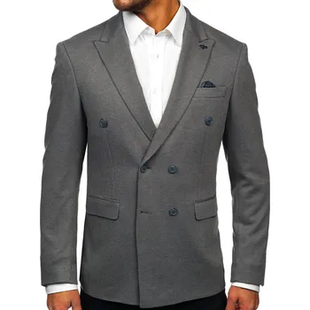 Pánské sako Šedé pánské ležérní dvouřadé sako Bolf 004 - 3XL/58