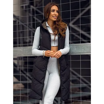 Černá dámská prodloužená prošívaná oboustranná vesta Bolf B8022B - 2XL