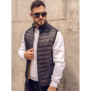 Pánská vesta Černá pánská prošívaná vesta Bolf 7103A - M