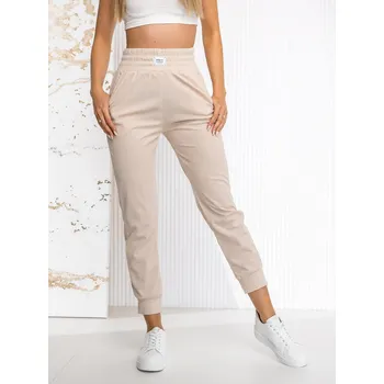 Oblečení a móda Béžové dámské proužkované tepláky Bolf W7863 - XL
