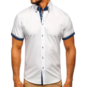 Pánská košile Bílá pánská košile s krátkým rukávem Bolf 2911-1 - XL