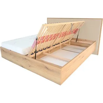 Postel EDISON 2 LINE š.180 postel s úp ITG /ROŠTY/BEZ MATRACÍ-boční výklop,lamino Dub pobřežný/noha černá/čelo látka BÉŽOVÁ CD 04 (CLOUD 03) kolekce "FN" (ERIKA-ITG,ROŠTY, PODNOŽ=7BALÍKŮ)BEZ MATRACÍ (K250) NOVINKA