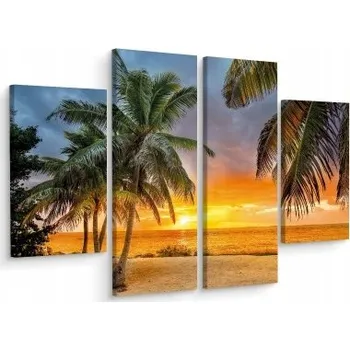 Obraz Vícedílný obraz Západ slunce na tropické pláži 80x60