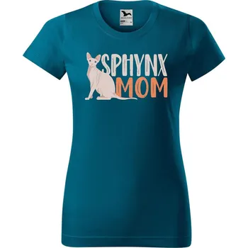 Dámské oblečení DOBRÝ TRIKO Dámské tričko s potiskem Sphynx mom Barva: Petrolejová, Velikost: 2XL