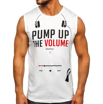 Pánské oblečení Bílé pánské tílko s potiskem tank top Bolf 14815 - 2XL