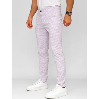 Fialové pánské textilní karované elegantní kalhoty Bolf 184143 - 33/L