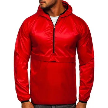 Červená pánská přechodová sportovní bunda s kapucí anorak Bolf 5061 - S/M