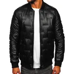 Černá pánská prošívaná zimní koženková bunda bomber Bolf 11Z8099 - XL
