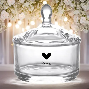 Dóza na potraviny Skleněná dóza s víčkem a srdíčkem - "Love"