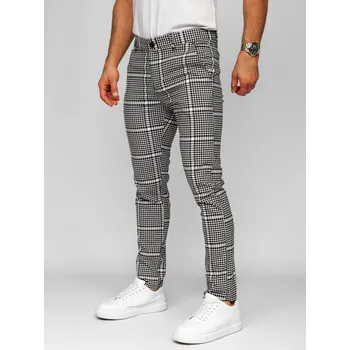 Černo-bílé pánské textilní karované společenské kalhoty Bolf 184147 - 33/L