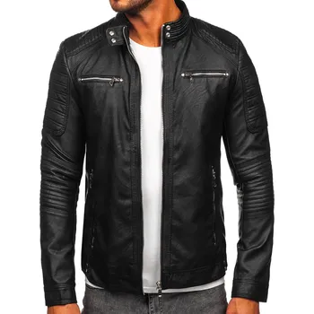 Pánská bunda Černá pánská zateplená koženková bunda Bolf 11Z8055 - 2XL