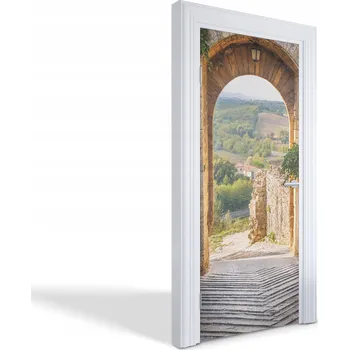 Fototapeta Ochranná fólie na dveře s laminací - Kamenný oblouk s výhledem, 85x205 cm