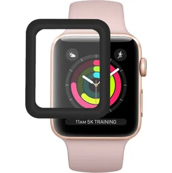 Tvrzené 3D sklo s kovovým rámečkem pro Apple Watch 38mm - černé