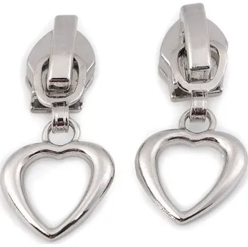 Zip Jezdec ke spirálovým zipům No 5 srdce, hvězda, květ, malé, 1 nikl srdce