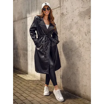 Černá dámská dlouhá koženková bunda kabát Bolf 11Z8100A - XL