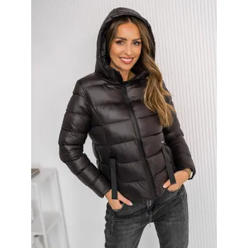 Dámská bunda Čokoladová dámská prošívaná zimní bunda s kapucí Bolf 5M782 - XL