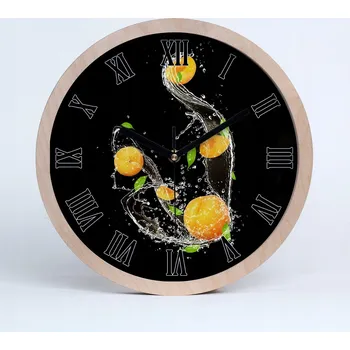 Hodiny Tiché nástěnné hodiny dřevěné meruňky a voda průměr 25 cm