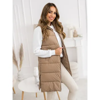 Béžová dámská prodloužená prošívaná vesta Bolf B8212 - XL