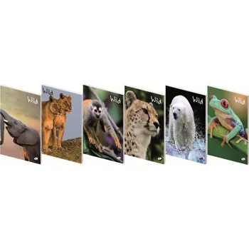 Sešit Sešit 444 školní - Divoká příroda, A4, 80 g, 40 listů, linka, mix 6 motivů, 10ks