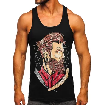 Oblečení a móda Černé pánské tílko s potiskem tank top Bolf 143032 - M